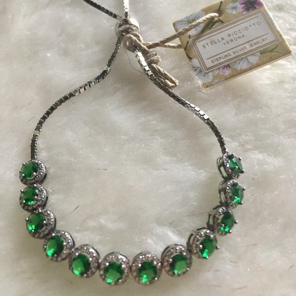 STELLA PICCIOTTO Jewelry - STELLA PICCIOTTO STERLING SILVER EMERALD ZIRCONIA BRACELET